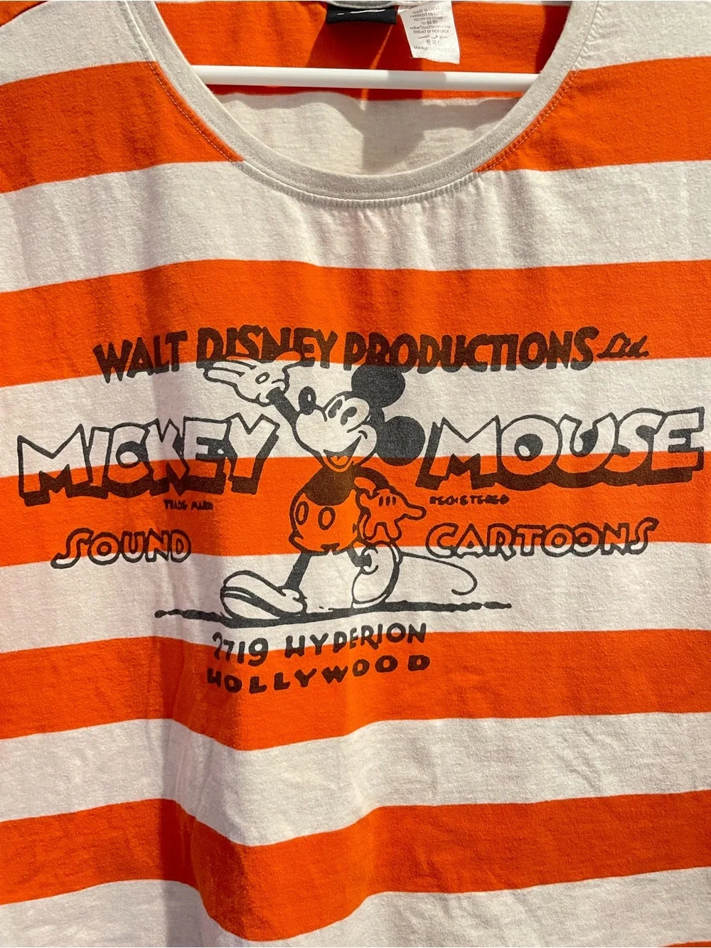 Disney100 Eras Mickey Mouse Hyperion Studio Orange Stripe Tee 3XL